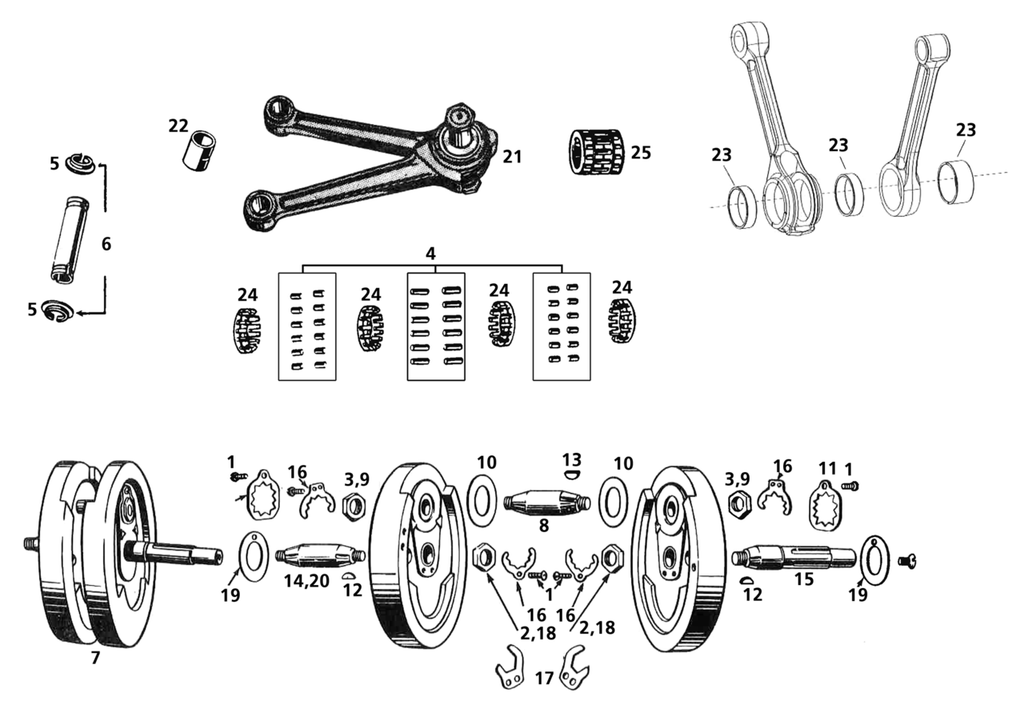 REPLACEMENT PARTS FOR 45CI & BIG TWIN SIDE VALVE CRANKSHAFT