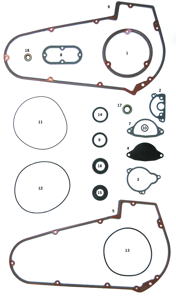 GASKETS, O-RINGS AND SEALS FOR ALUMINUM PRIMARY ON 1965-1986 4 SPEED BIG TWIN