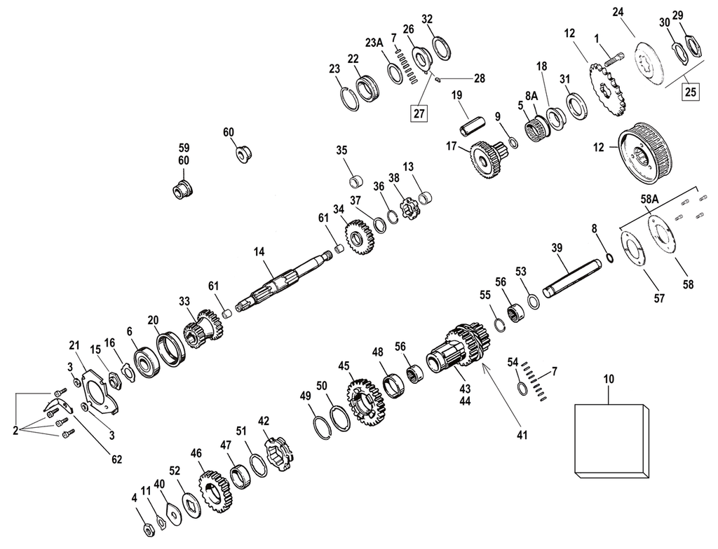 TRANSMISSION GEARS & SHAFTS FOR 4-SPEED BIG TWIN