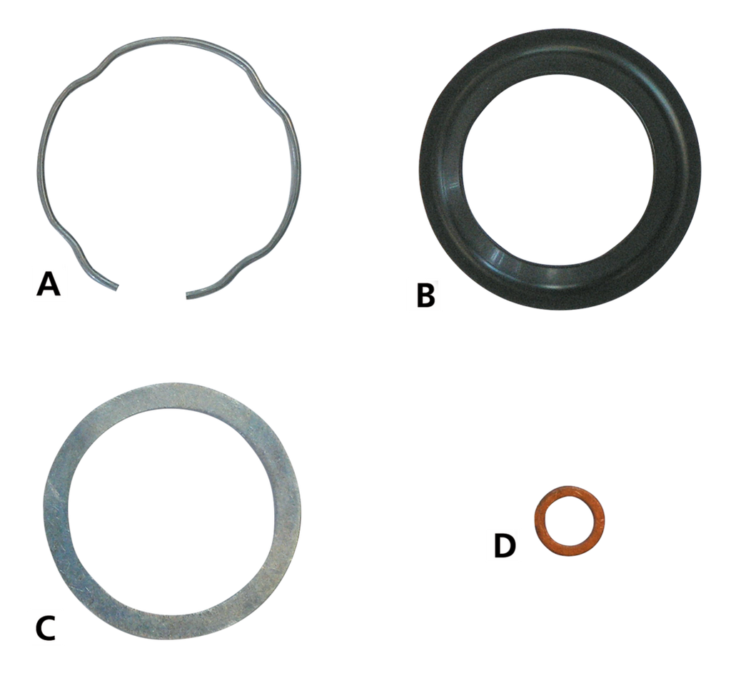 FRONT FORK SEAL RETAINING CLIPS AND BACK UP WASHERS