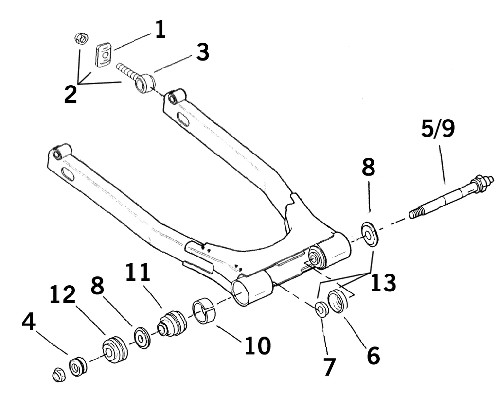 SWINGARM PARTS FOR TOURING 1980-2001