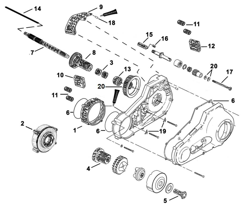 PRIMARY OFFSET KIT FOR 5 & 6 SPEED MODELS INCLUDING DYNA & SOFTAIL