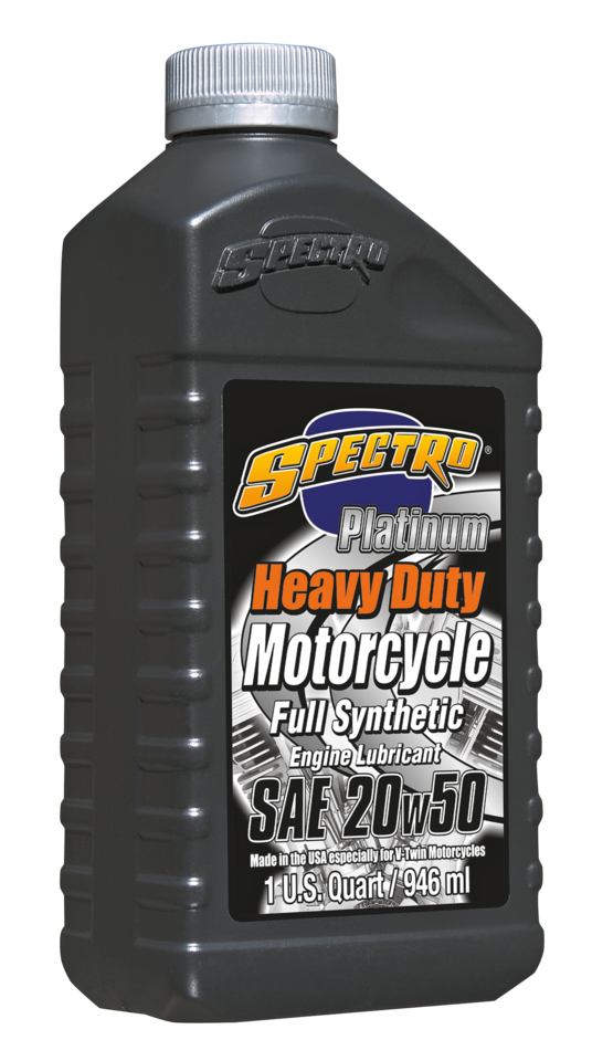 SPECTRO PLATINUM FULL SYNTHETIC SAE 20W50 MOTOR OIL FOR USE IN HARLEY-DAVIDSON AND OTHER AMERICAN V-TWINS