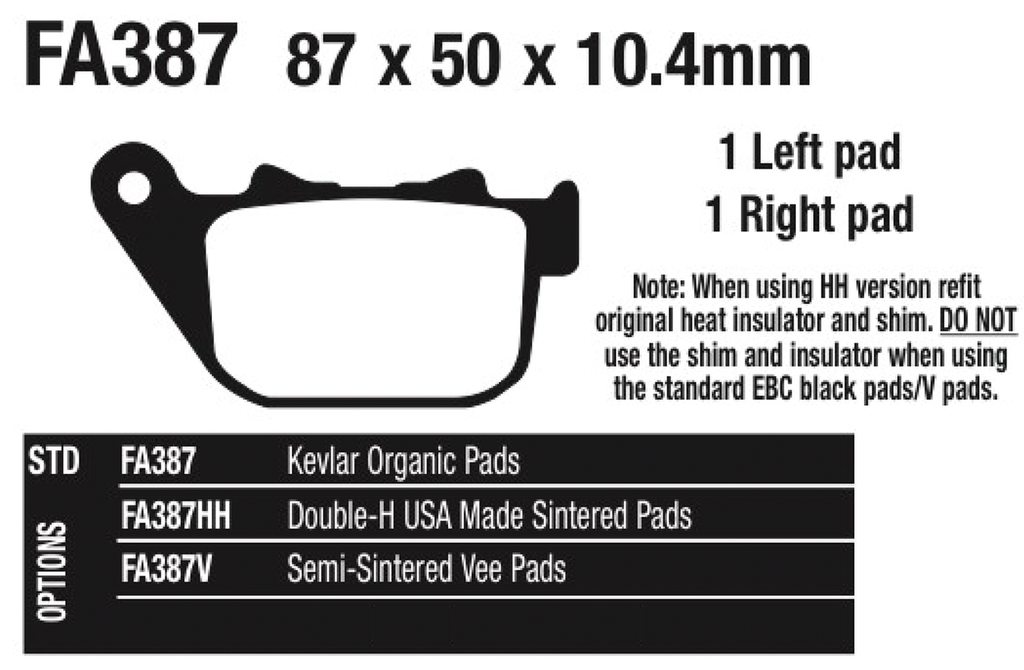 EBC REAR DISC BRAKE PADS