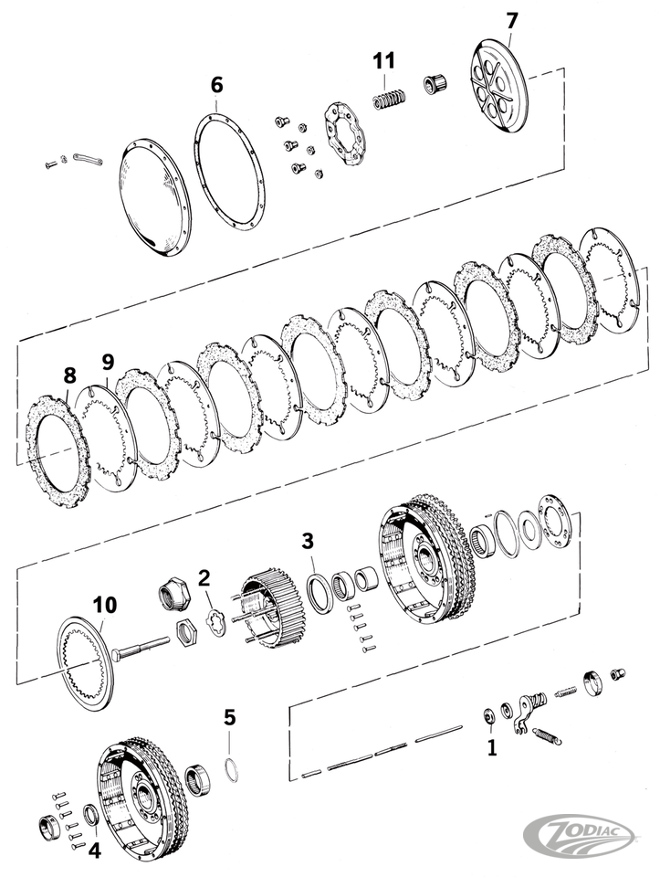 CLUTCH PARTS FOR 1952-1956 K MODELS & 1957-1970 IRONHEAD SPORTSTER