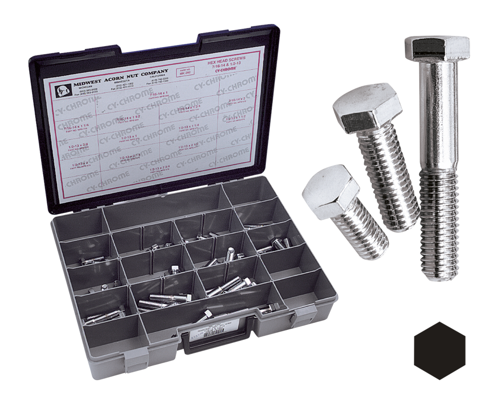 CHROME PLATED UNC HEX HEAD CAP SCREWS ASSORTMENT