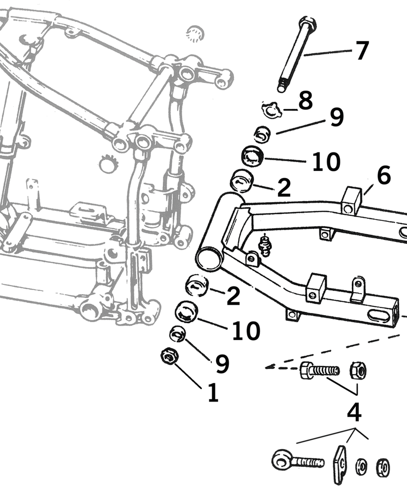 SWINGARM PARTS FOR 4-SPEED BIG TWIN 1958-1986 EXCEPT SOFTAIL