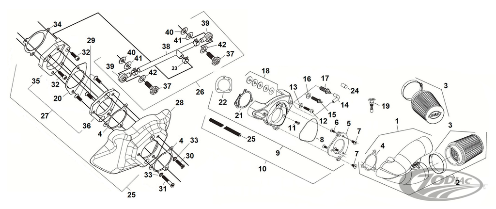 PARTS FOR S&S SINGLE BORE TUNED INDUCTION SYSTEMS