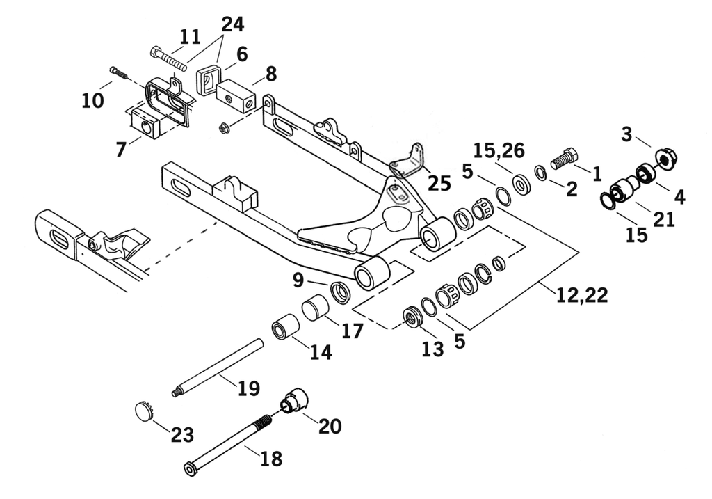 SWINGARM PARTS FOR DYNA 1991-2017