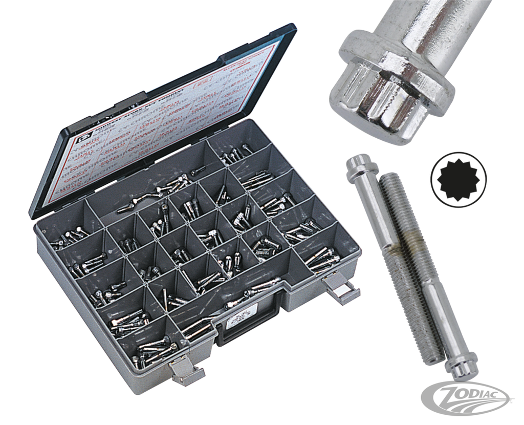 CHROME PLATED 12 POINT BOLT ASSORTMENT TRAY