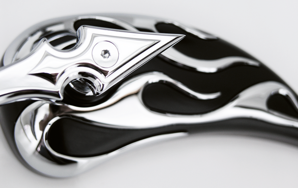 CHROME & BLACK FLAME MIRRORS