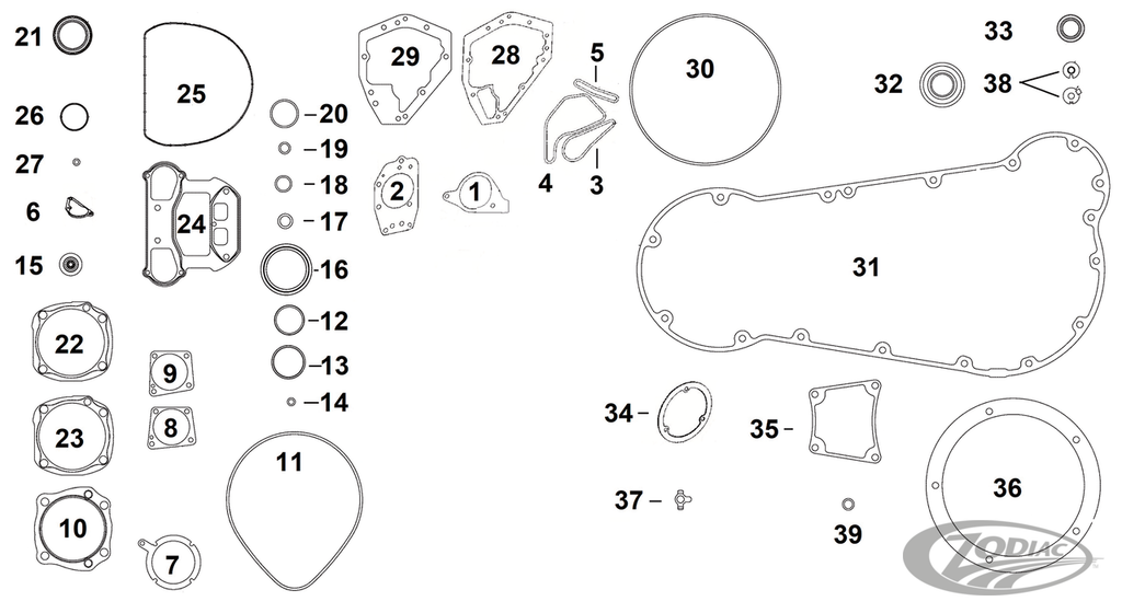 GASKETS, SEALS, O-RINGS AND KITS FOR INDIAN WITH POWERPLUS ENGINES