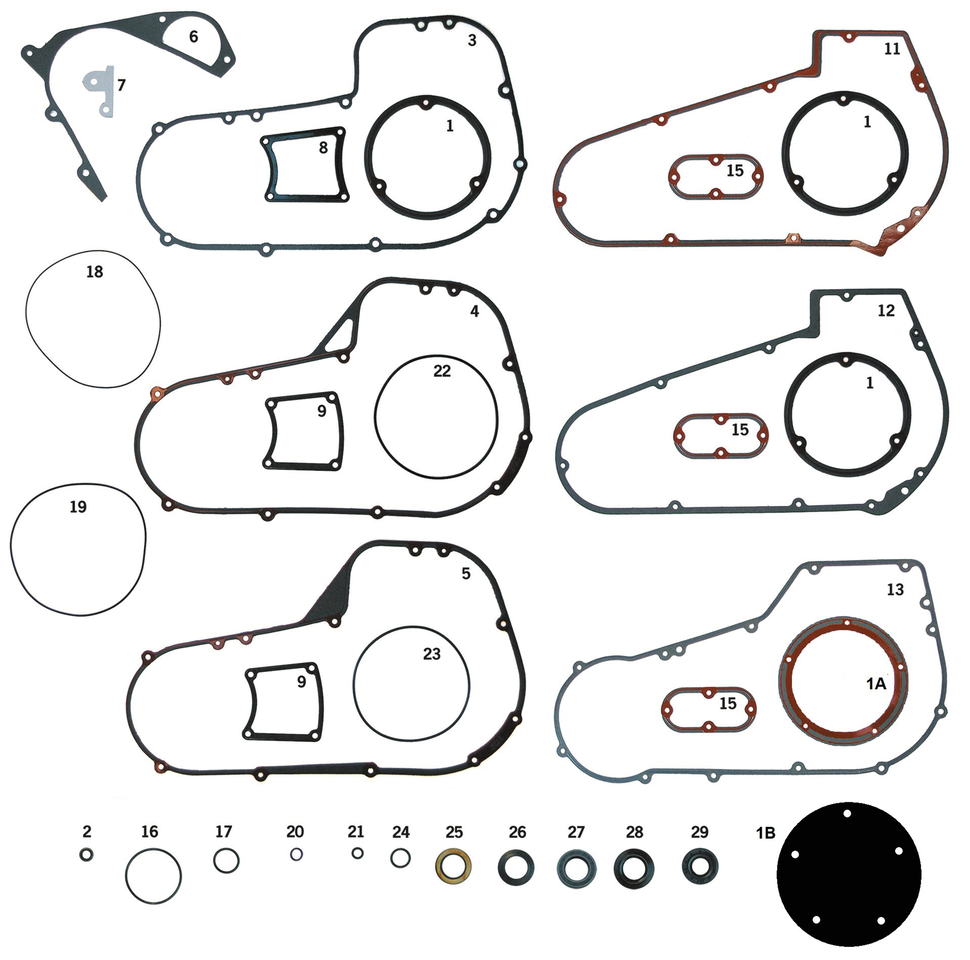 GASKETS, O-RINGS AND SEALS FOR PRIMARY ON 5 SPEED BIG TWIN LATE 1979-2006