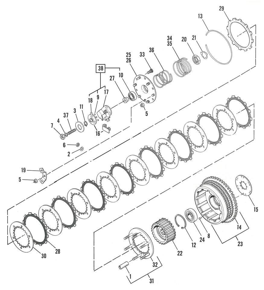 CLUTCH PARTS FOR 1971-EARLY 1984 IRONHEAD SPORTSTER