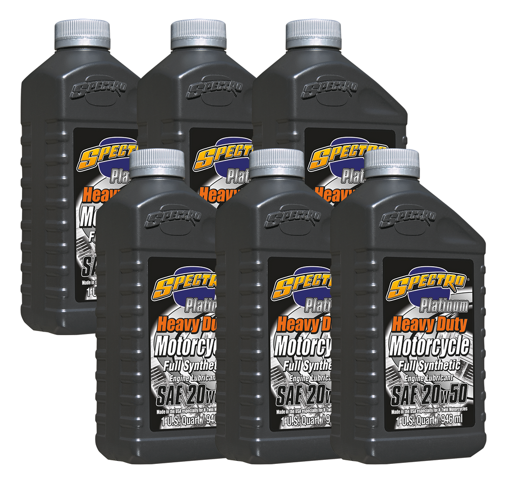 SPECTRO PLATINUM FULL SYNTHETIC SAE 20W50 MOTOR OIL FOR USE IN HARLEY-DAVIDSON AND OTHER AMERICAN V-TWINS