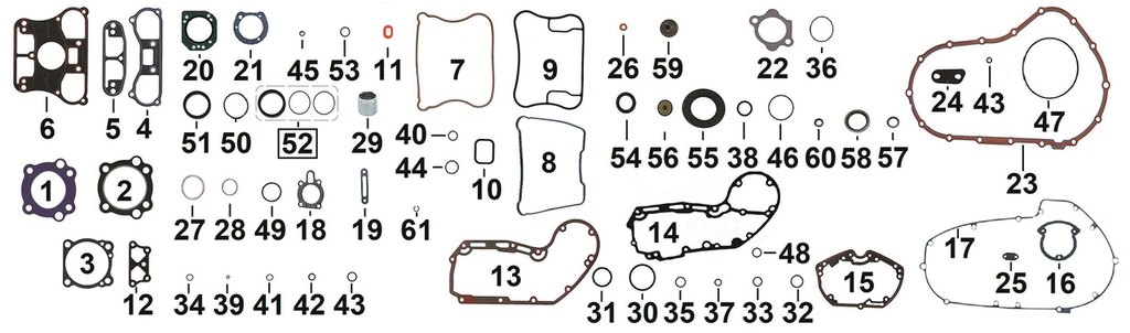 GASKETS, O-RINGS AND SEALS FOR 2004 TO PRESENT XL & XR SPORTSTER AND 2003-2010 BUELL