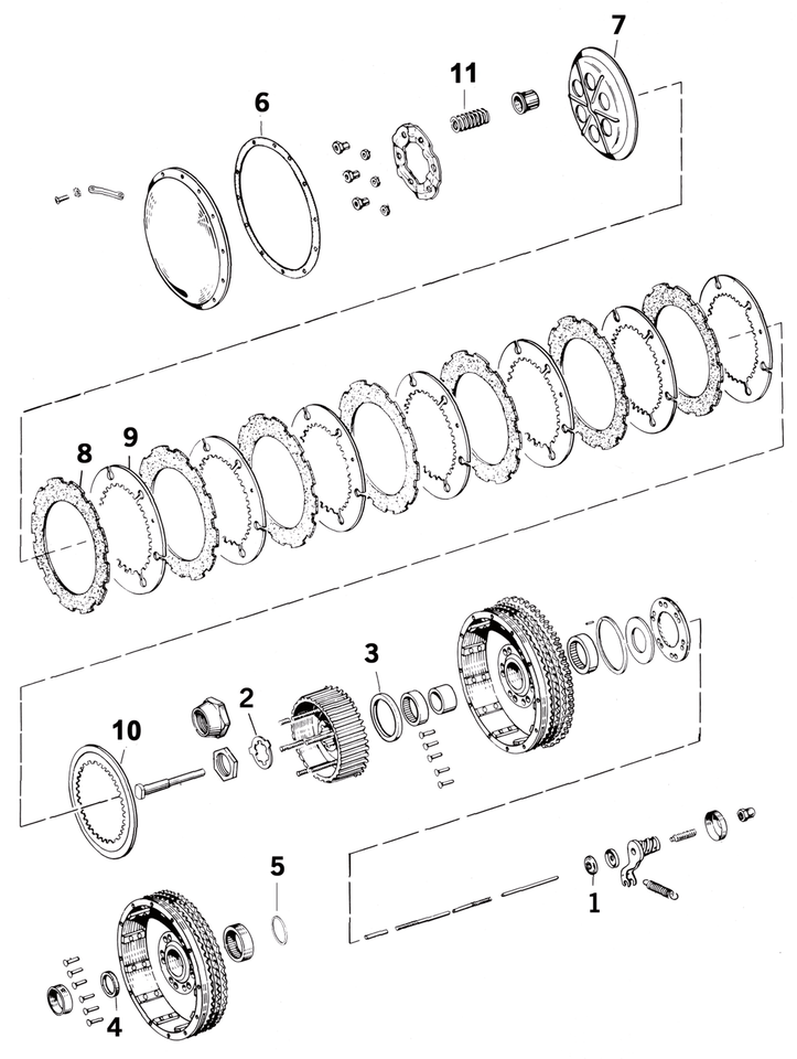 CLUTCH PARTS FOR 1952-1956 K MODELS & 1957-1970 IRONHEAD SPORTSTER