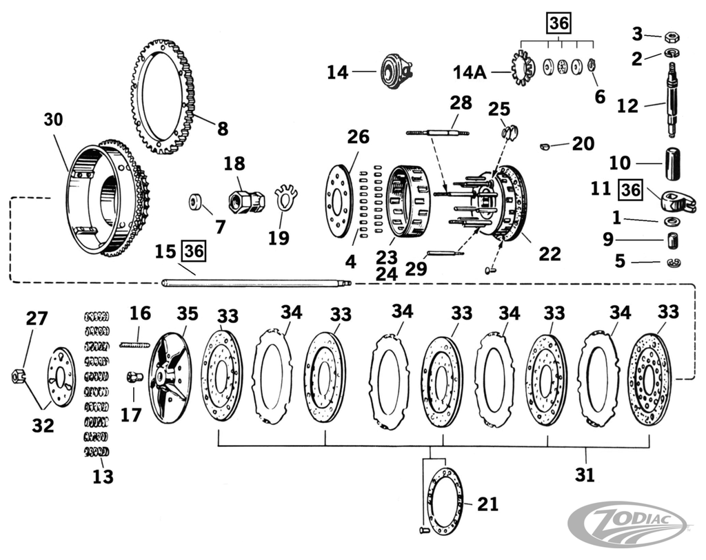 CLUTCH PARTS FOR 1936-EARLY 1984 BIG TWIN