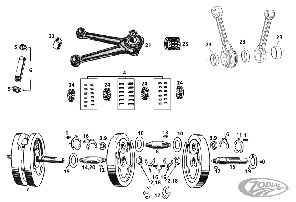 REPLACEMENT PARTS FOR 45CI & BIG TWIN SIDE VALVE CRANKSHAFT