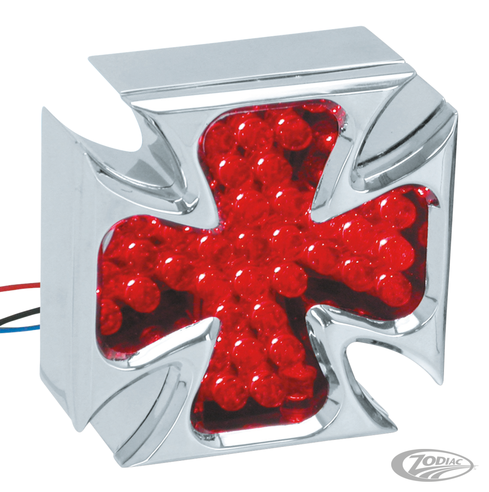 MALTESE CHROME PLATED BILLET ALUMINUM LED MALTESE CROSS TAILLIGHT