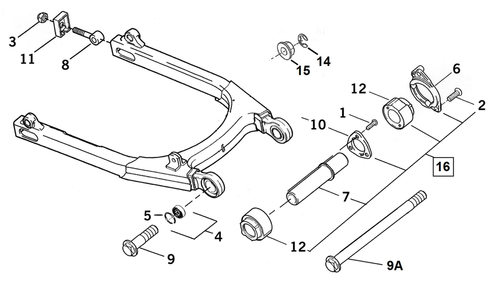 SWINGARM PARTS FOR XL & XR SPORTSTER 2004-2022