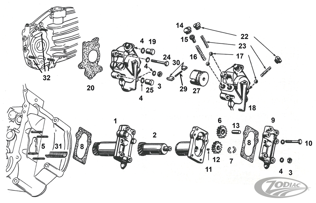 OIL & SCAVENGER PUMP ON SIDE VALVE MODELS