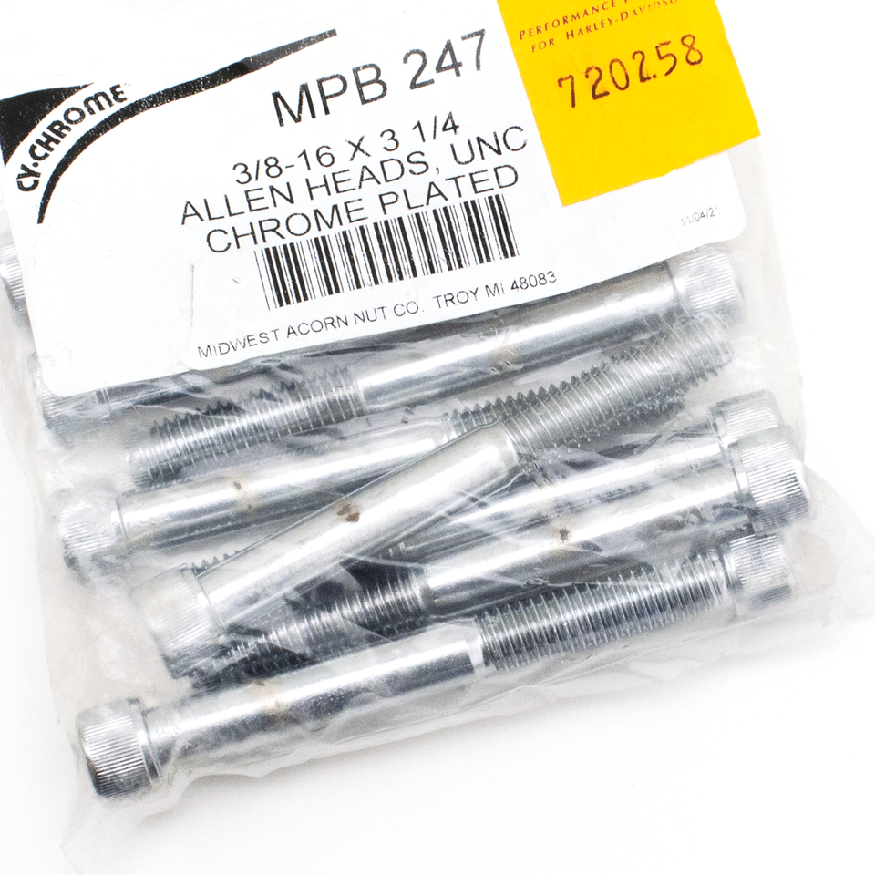 CHROME PLATED GRADE-8 ALLEN HEAD SOCKET SCREWS