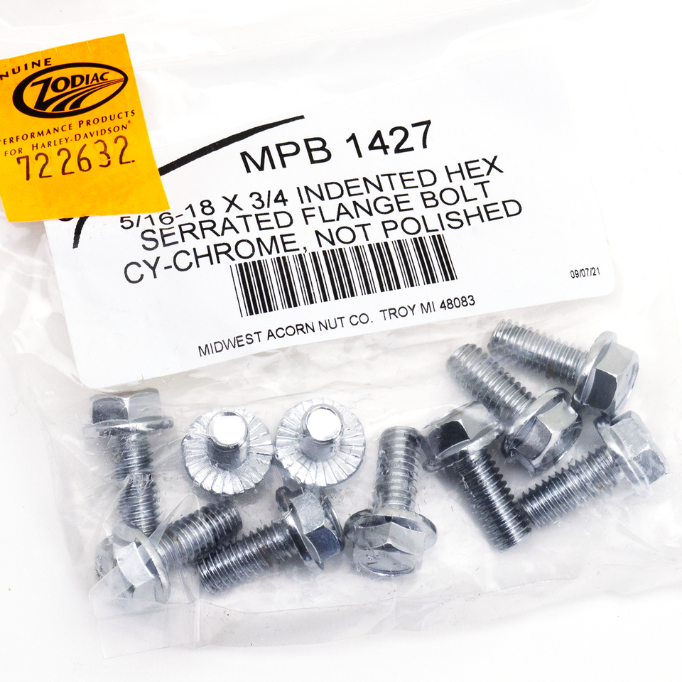 CHROME PLATED INDENTED HEX SERRATED FLANGE BOLTS ASSORTMENT