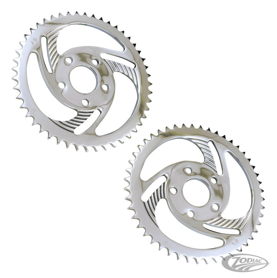 "SWIRLED" REAR SPROCKETS WITH CHROME FINISH