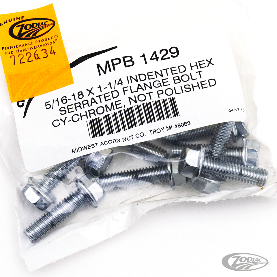 CHROME PLATED INDENTED HEX SERRATED FLANGE BOLTS ASSORTMENT