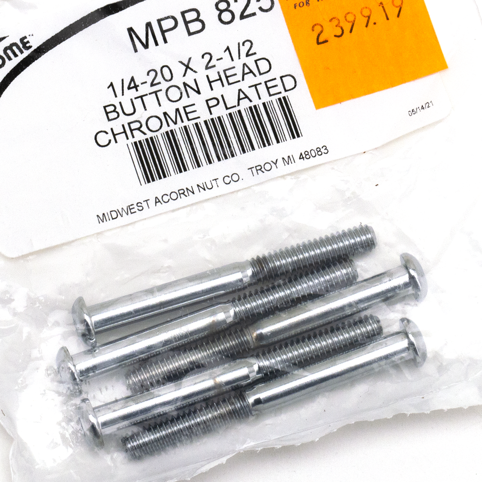 ASSORTMENT TRAY OF CHROME PLATED LARGER BUTTON HEAD ALLEN SCREWS