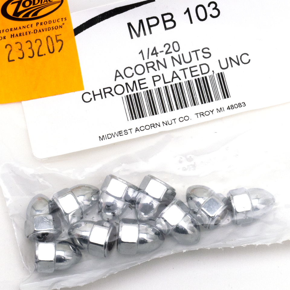 CHROME ACORN STYLE NUT ASSORTMENT