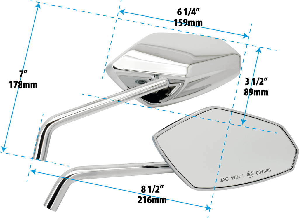 GENUINE ZODIAC E-APPROVED STREET ROD MIRRORS