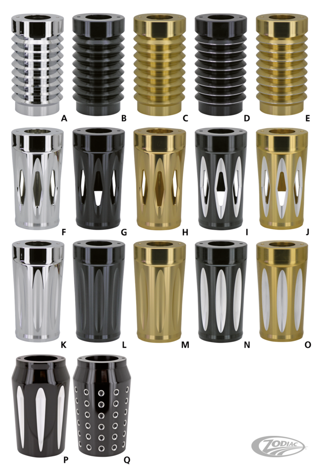 GENUINE ZODIAC "PRO-MAX" BILLET ALUMINUM FORK SLIDER COVERS