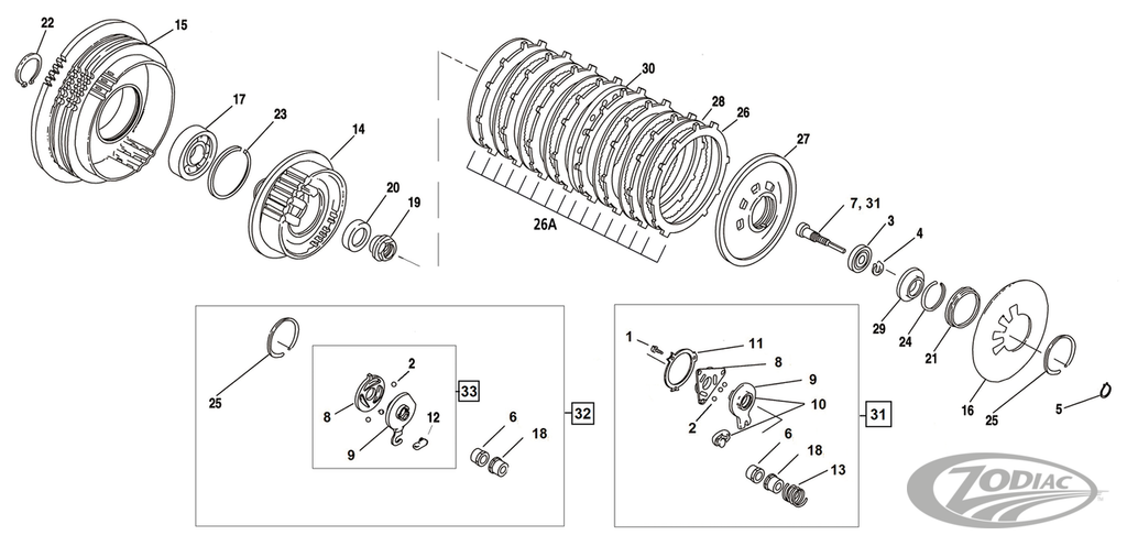 CLUTCH PARTS FOR 1991-2022 EVOLUTION SPORTSTER & AIR COOLED BUELL