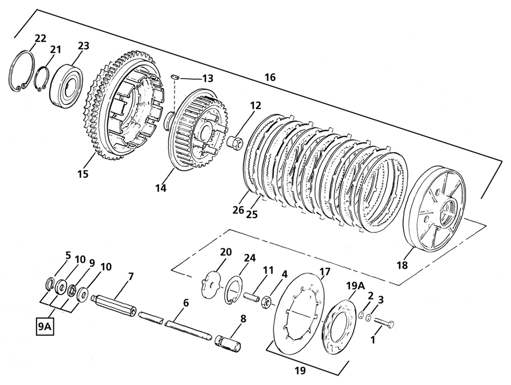 CLUTCH PARTS FOR LATE 1984-1989 BIG TWIN