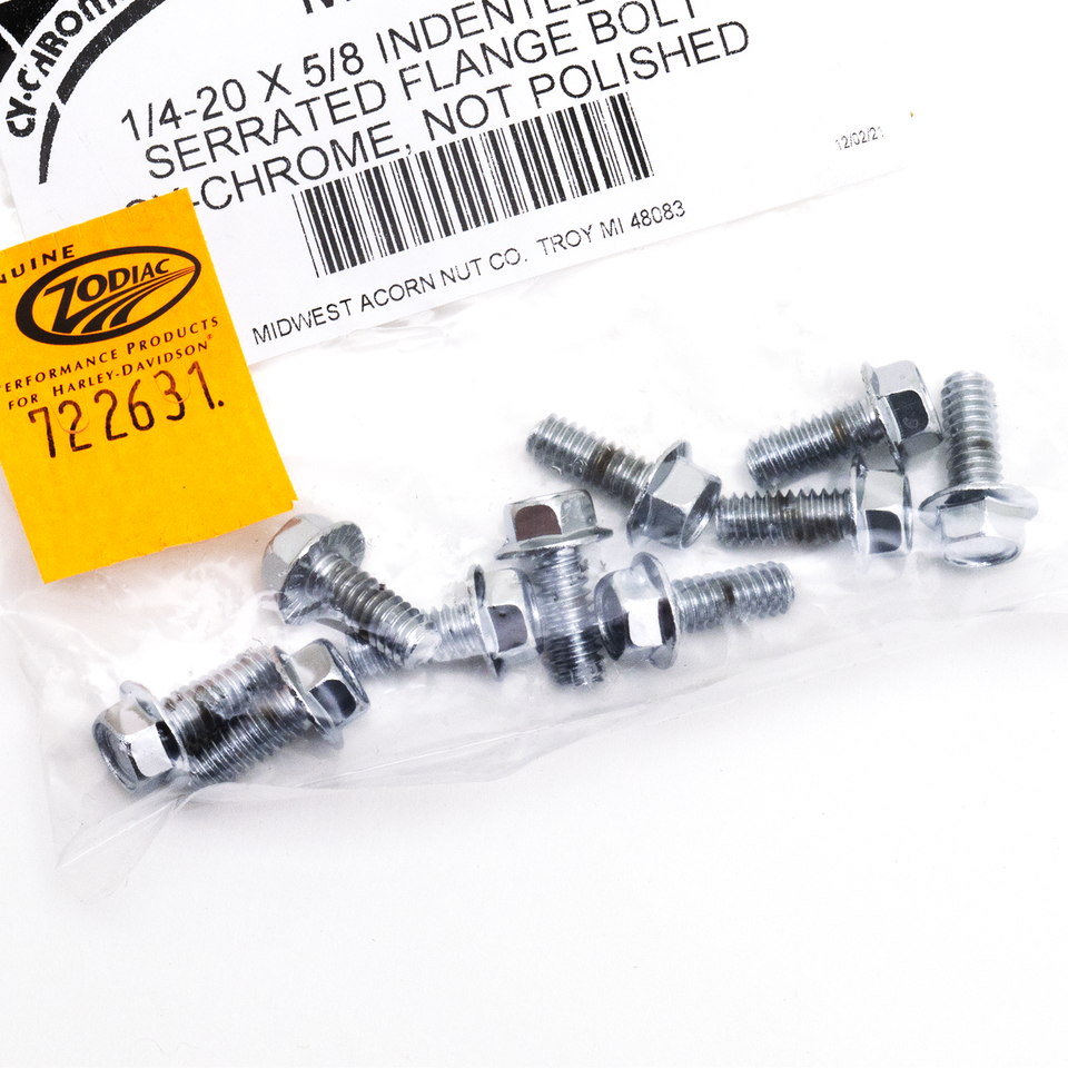 CHROME PLATED INDENTED HEX SERRATED FLANGE BOLTS ASSORTMENT