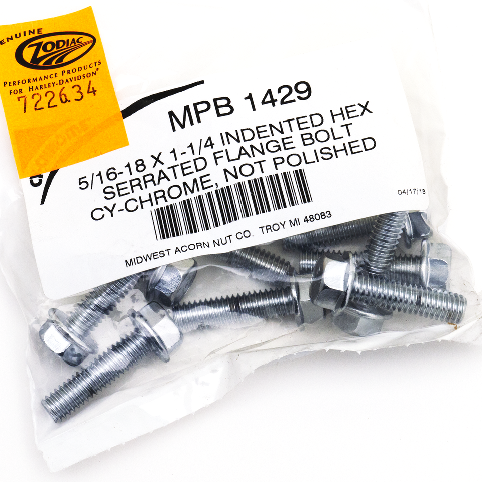 CHROME PLATED INDENTED HEX SERRATED FLANGE BOLTS ASSORTMENT