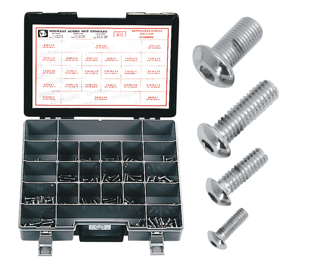 CHROME PLATED BUTTON HEAD ALLEN SCREWS ASSORTMENT