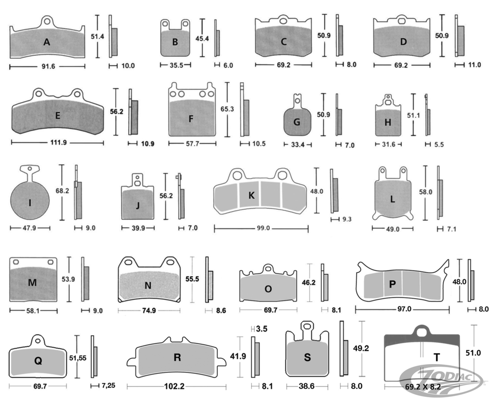 BRAKE PADS FOR AFTER MARKET CALIPERS