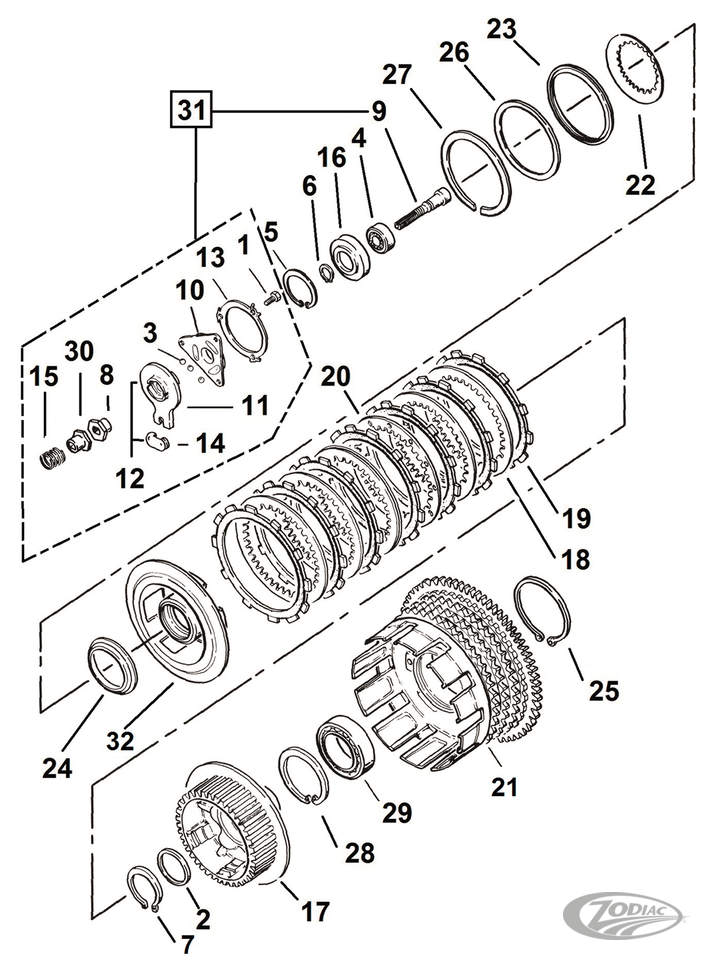 CLUTCH PARTS FOR LATE 1984-1990 SPORTSTER