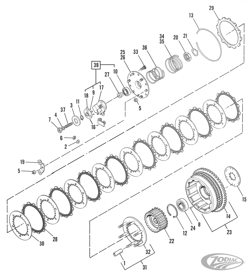 CLUTCH PARTS FOR 1971-EARLY 1984 IRONHEAD SPORTSTER