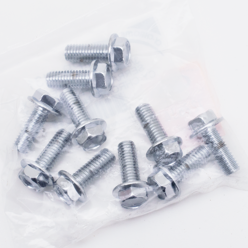 CHROME PLATED INDENTED HEX SERRATED FLANGE BOLTS ASSORTMENT