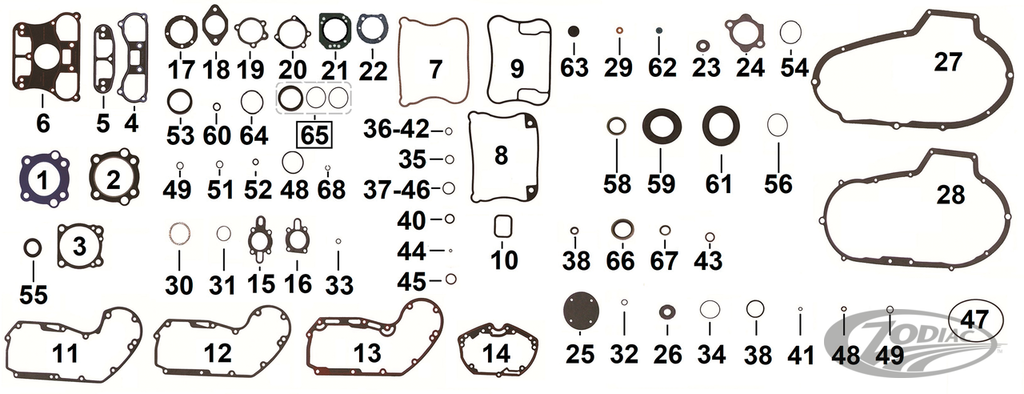 GASKETS, O-RINGS AND SEALS FOR 1986-2003 SPORTSTER AND 1997-2002 BUELL