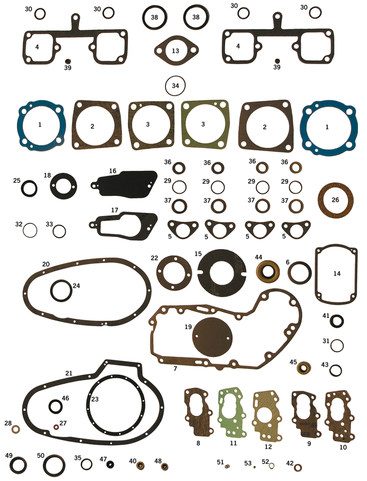 GASKETS, O-RINGS & SEALS FOR K, KH, XR & IRONHEAD SPORTSTER