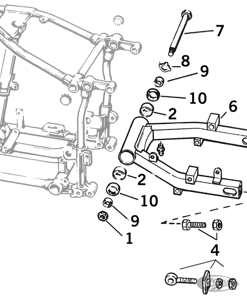 SWINGARM PARTS FOR 1958-1986 4-SPEED BIG TWIN EXCEPT SOFTAIL