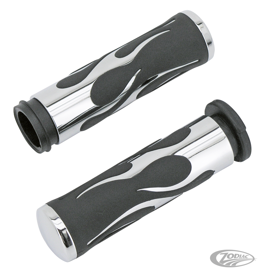 RUBBER GRIPS WITH CHROME FLAMES
