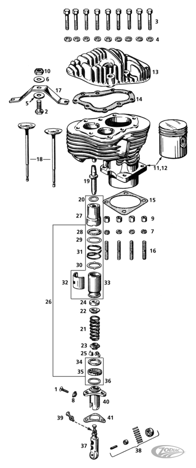 CYLINDERS & VALVES FOR FLATHEAD BIG TWIN MODELS