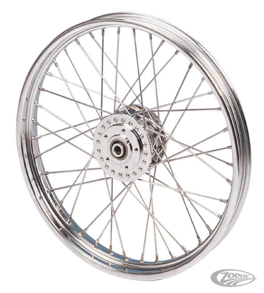FRONT WHEEL ASSEMBLIES FOR 2000 AND LATER SPORTSTER & DYNA WITH ROLLED EDGE RIM