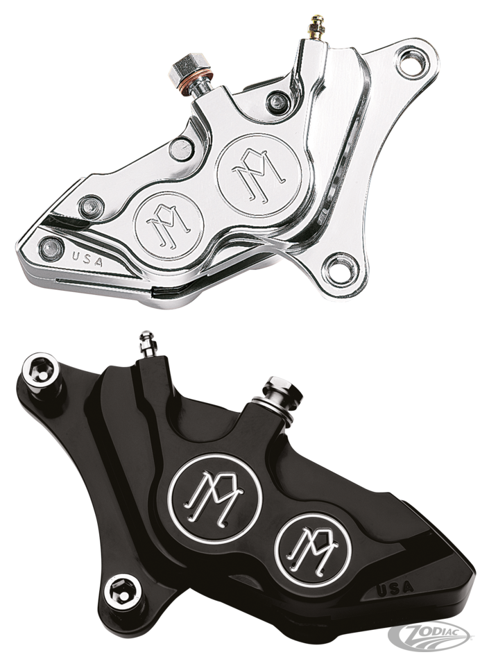 PERFORMANCE MACHINE 4 PISTON FRONT CALIPERS WITH DIFFERENTIAL BORE